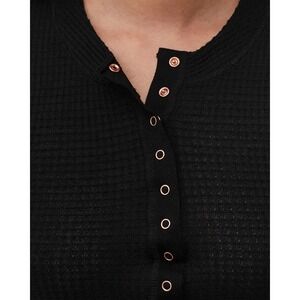 NEW Black Sz XXS Free People Intimately One Of The Girls Henley Top Waffle